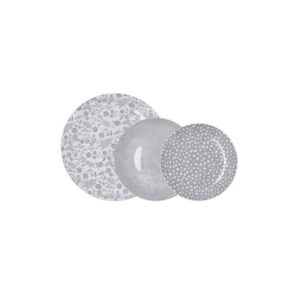 VAJILLA PORCELANA 12 PIEZAS AQUILEA GRIS BIDASOA