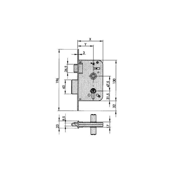 CERRADURA EMBUTIR 600-70X40 HL