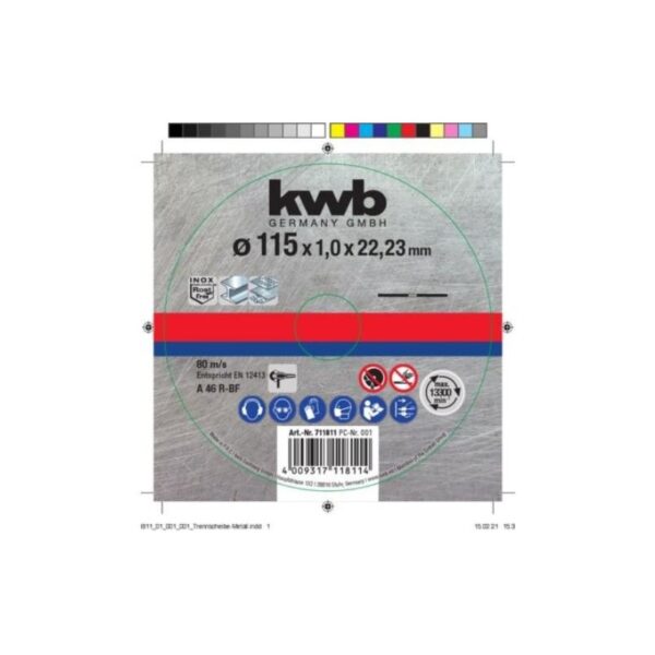 DISCO DE CORTE 115X1MM INOX Y METAL